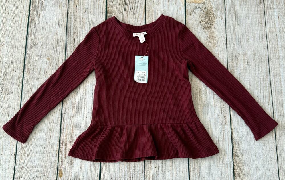 NWT Girls 5T CAT & JACK Ribbed Peplum Top
